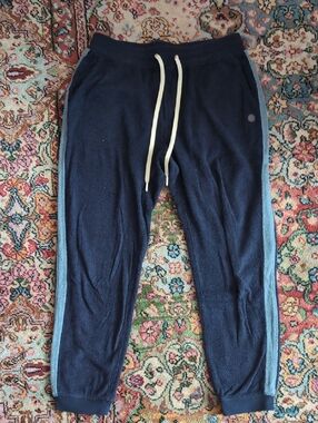 Outerknown Hightide Navy Terry Joggers with Light Blue Side Stripe